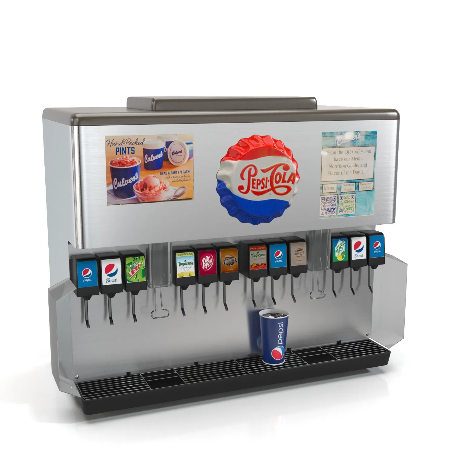 Pepsi Fountain Refresh 12 Beverages Dispenser 3D Model_01